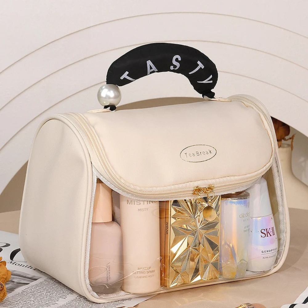 Trousse de Toilette Suspendue Transparente en PVC – Grande Capacité avec Crochet Métallique