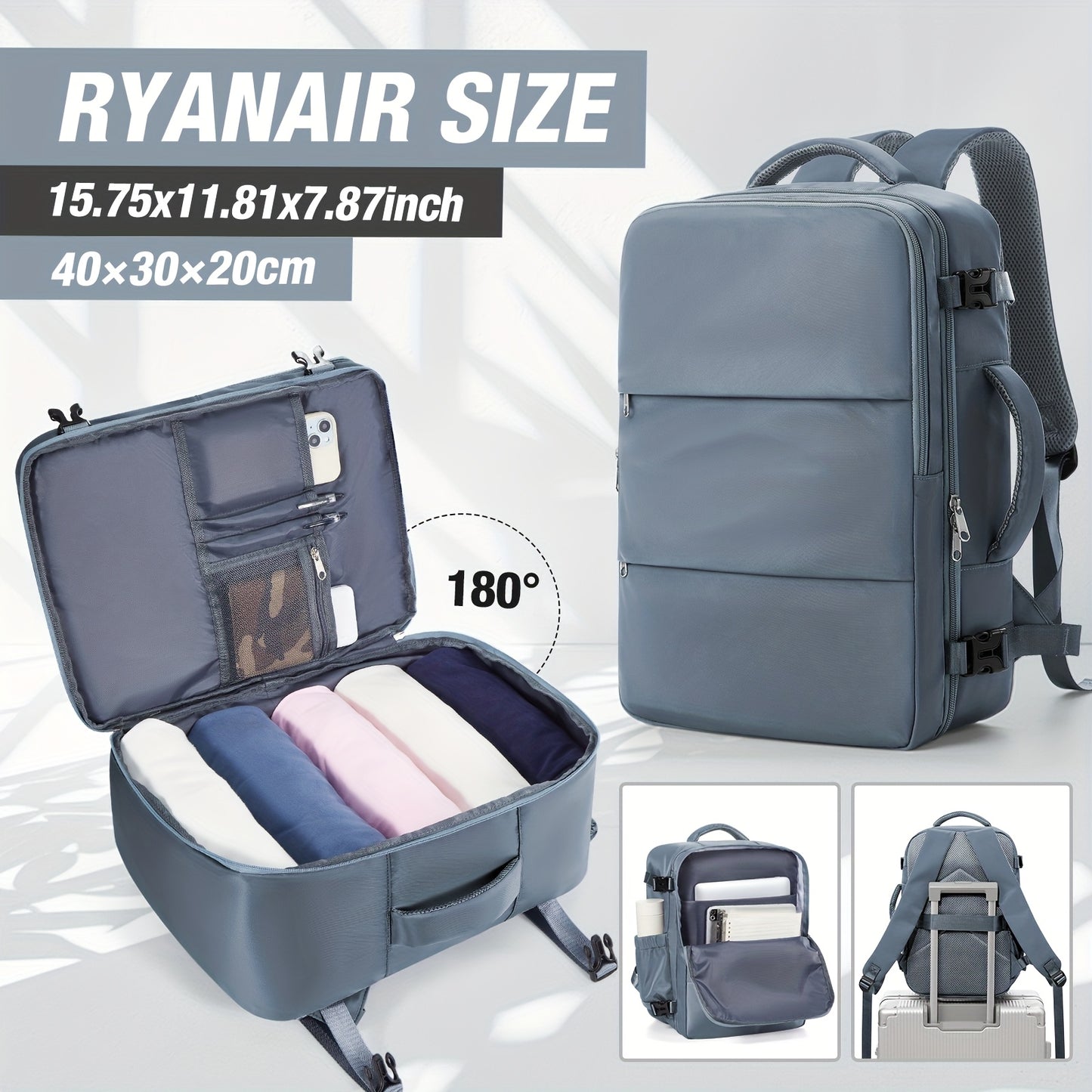 Sac à Dos Cabine Ryanair 40×30×20 – Bagage Sous-siège Multifonction