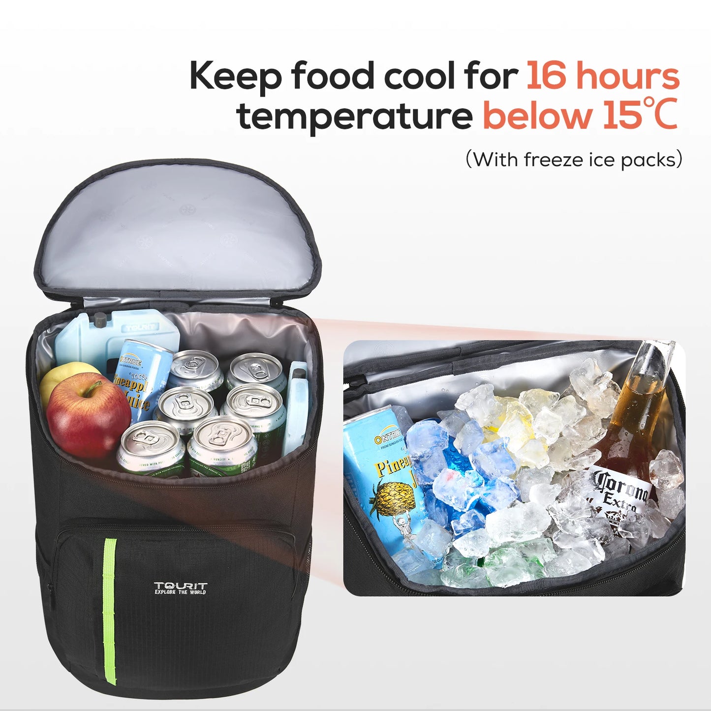 Sac à dos isotherme TOURIT 30L – Étanche & multifonction avec décapsuleur intégré