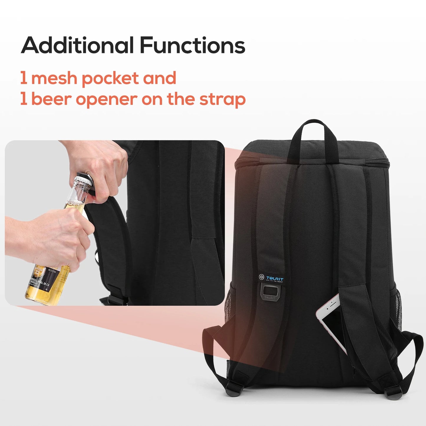 Sac à dos isotherme TOURIT 30L – Étanche & multifonction avec décapsuleur intégré