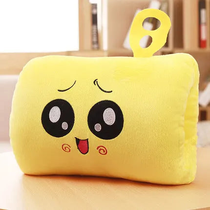 Coussin de voyage chauffe-mains en peluche dessin animé confort