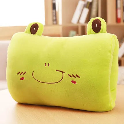 Coussin de voyage chauffe-mains en peluche dessin animé confort