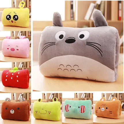 Coussin de voyage chauffe-mains en peluche dessin animé confort