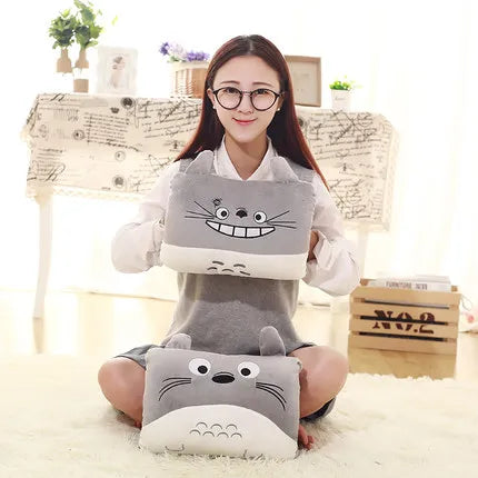 Coussin de voyage chauffe-mains en peluche dessin animé confort