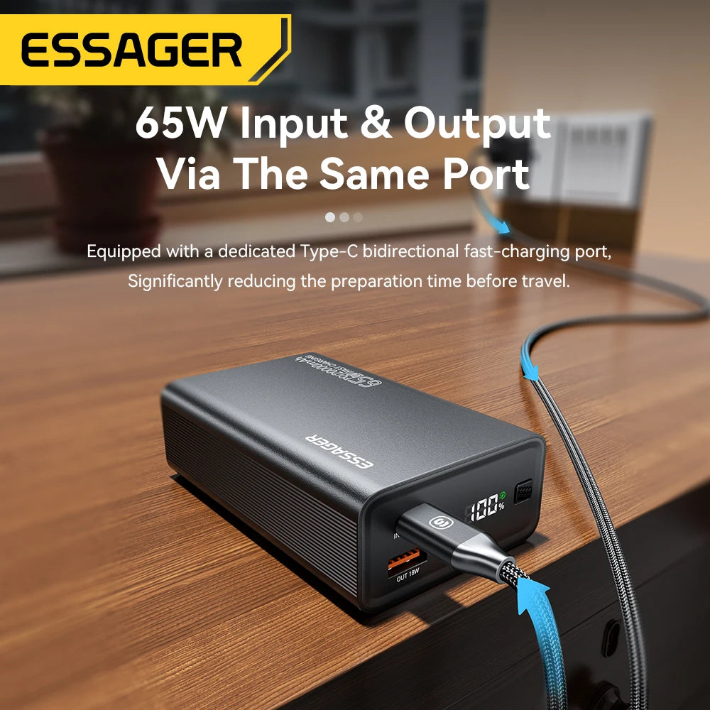 Batterie Externe Essager 20000mAh 65W – Charge Rapide PD & QC