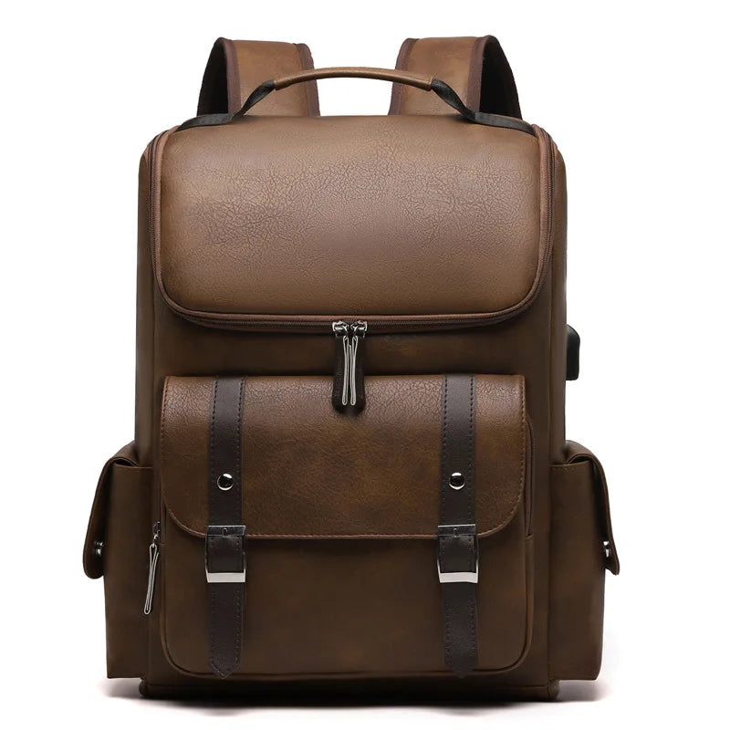 Sac à dos rétro en similicuir avec port USB