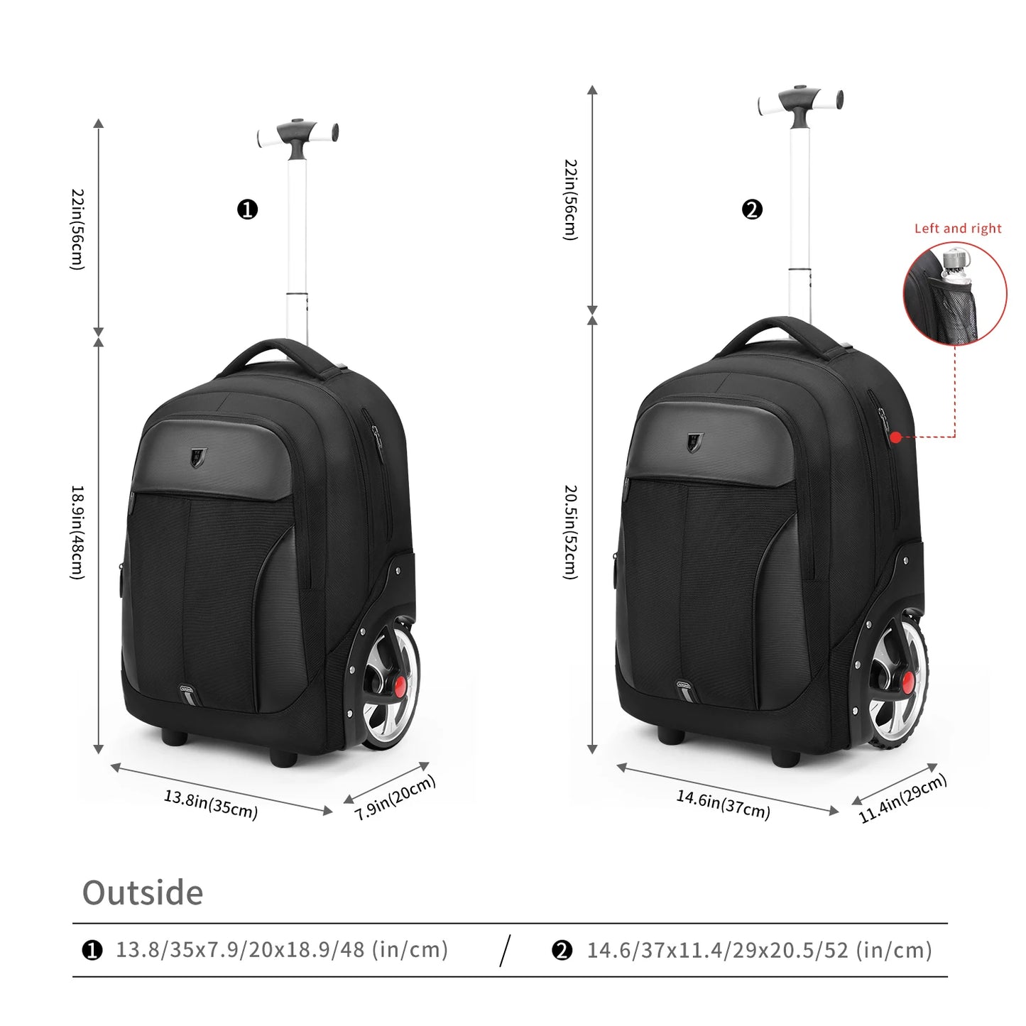 Sac à Dos Trolley 20’’ avec roulettes et compartiment PC