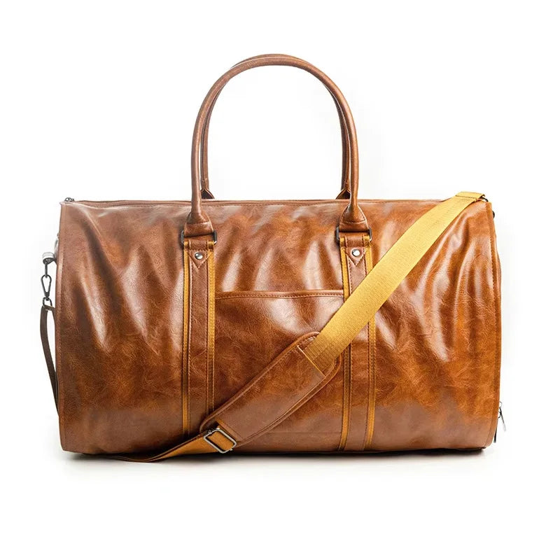 Sac de voyage pliable en cuir PU avec rangement costume