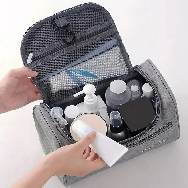 Trousse de toilette suspendue en lin grande capacité
