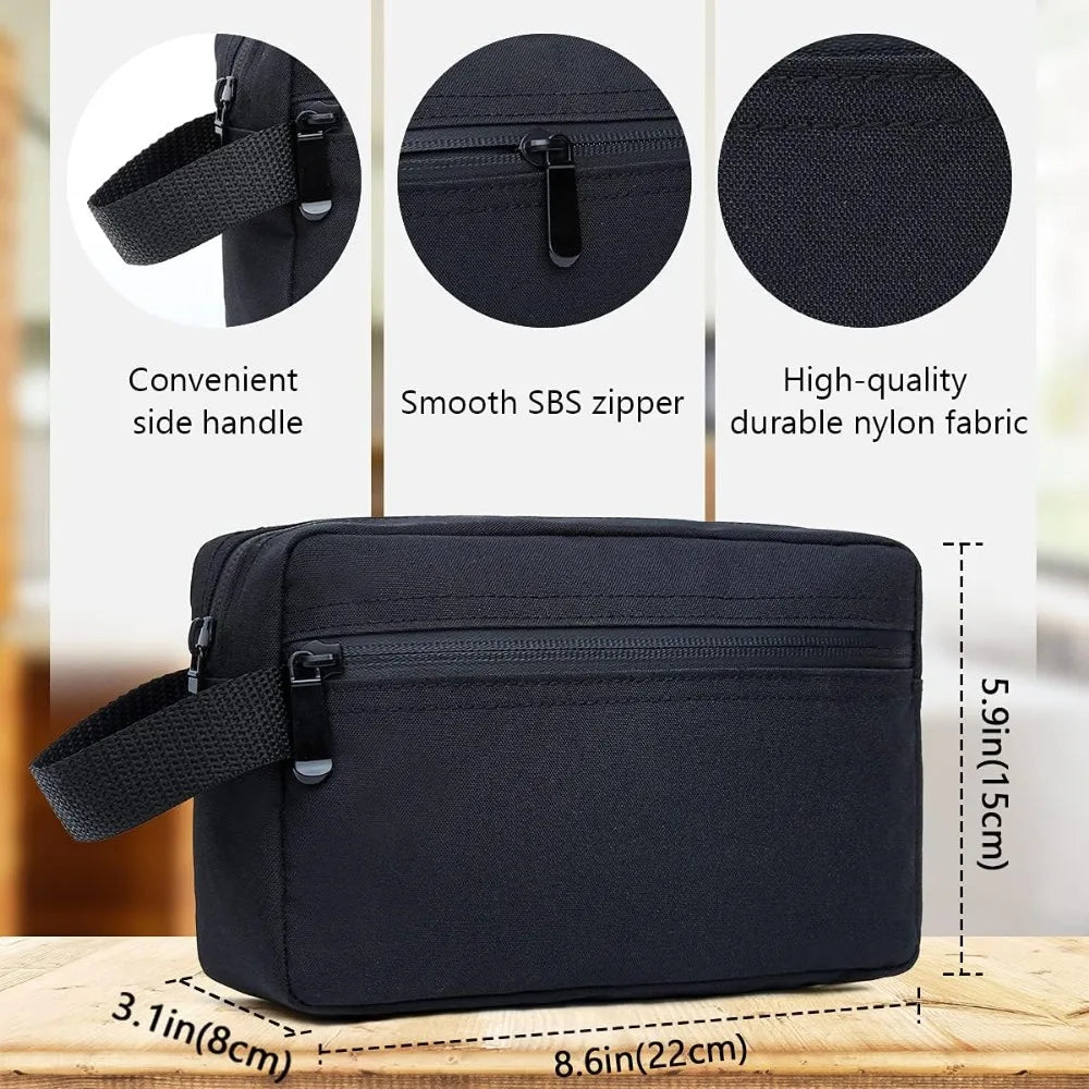 Sac de Toilette Voyage Imperméable Noir avec Poignée Latérale