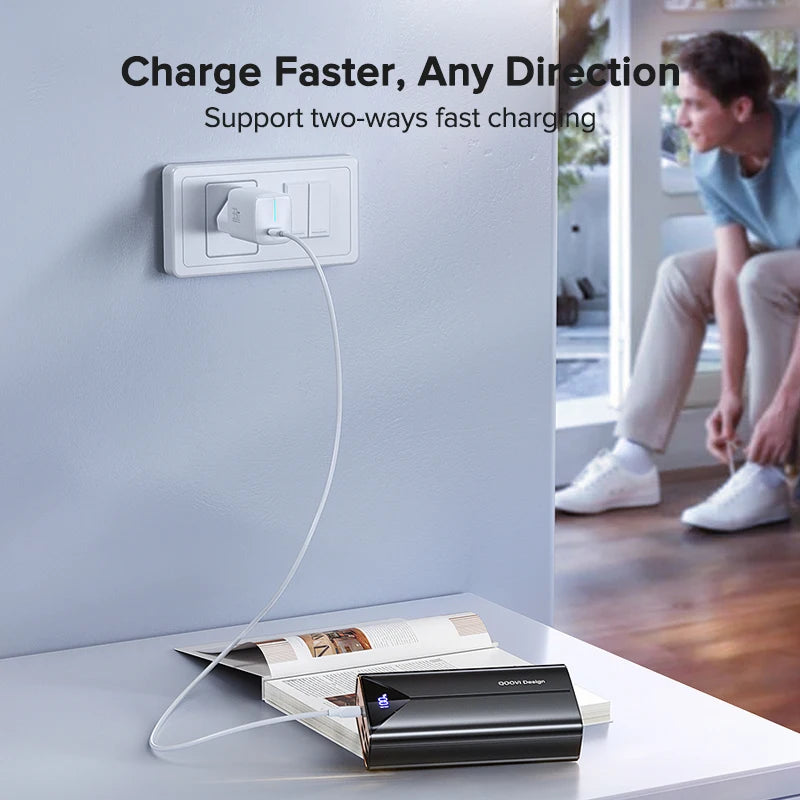 Batterie Externe QOOVI 30000mAh 22.5W – Câbles Intégrés