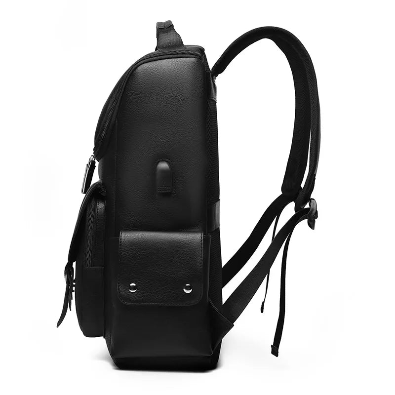 Sac à dos rétro en similicuir avec port USB