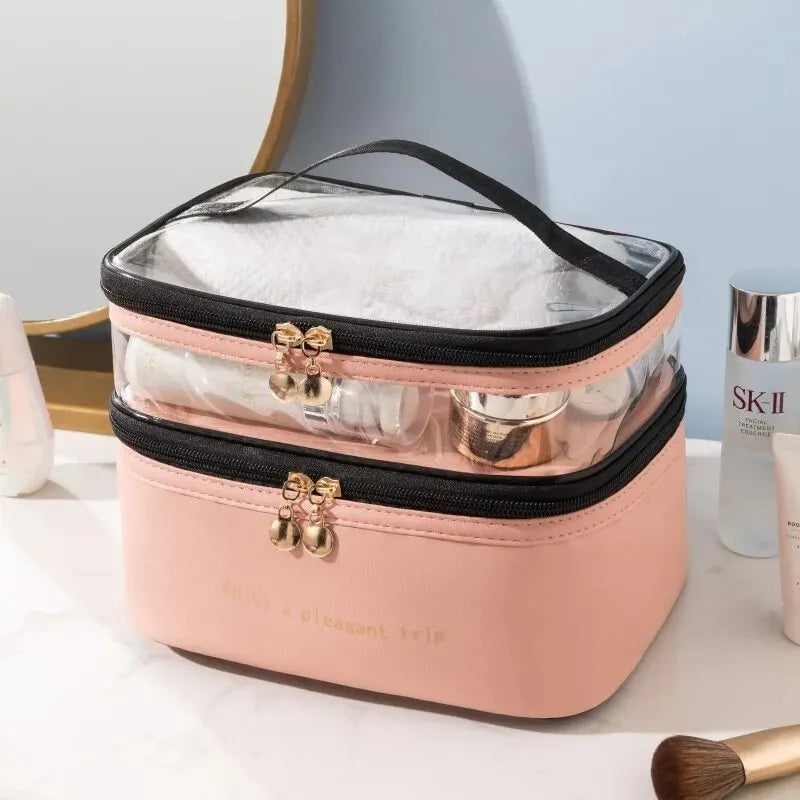 Trousse de Toilette Étanche à Double Compartiment – PU & PVC