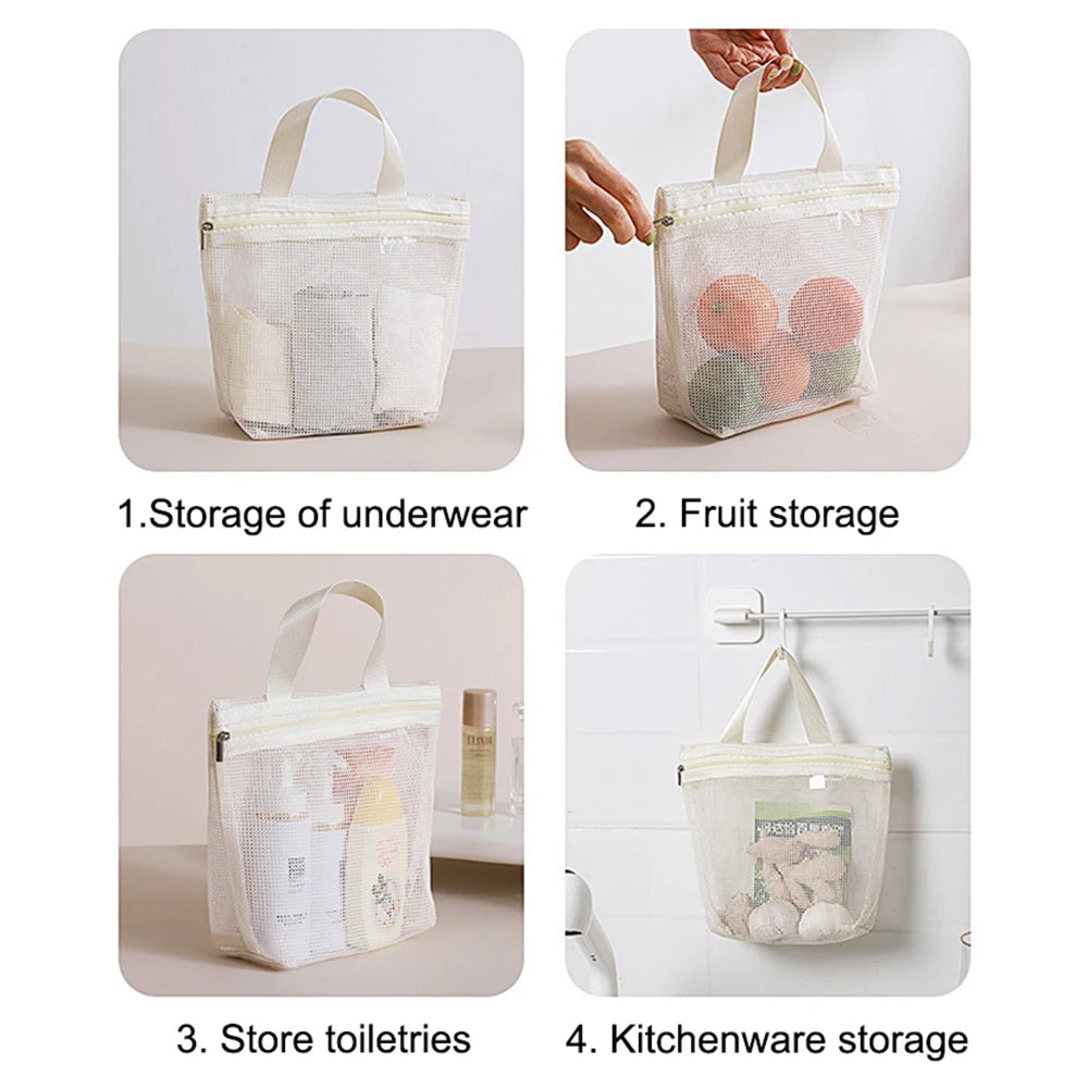 Sac de Toilette en Maille Polyester – Trousse Transparente Respirante pour Voyage et Salle de Bain