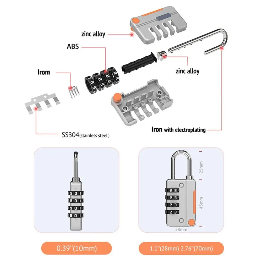 Cadenas à Code 4 Chiffres en Alliage de Zinc – Sécurité Polyvalente