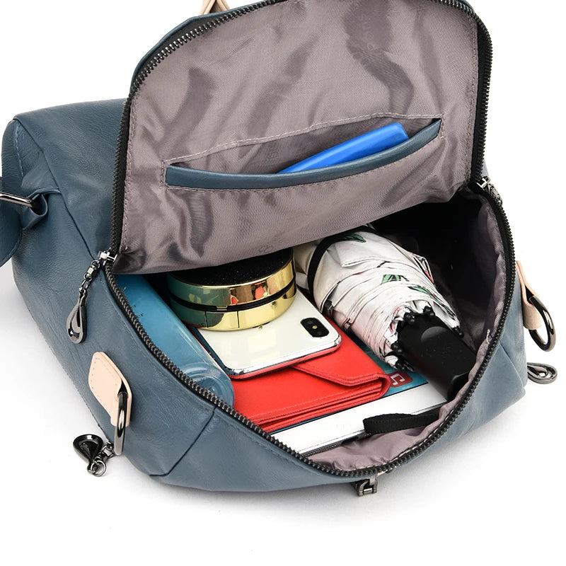Sac à dos en cuir souple femme