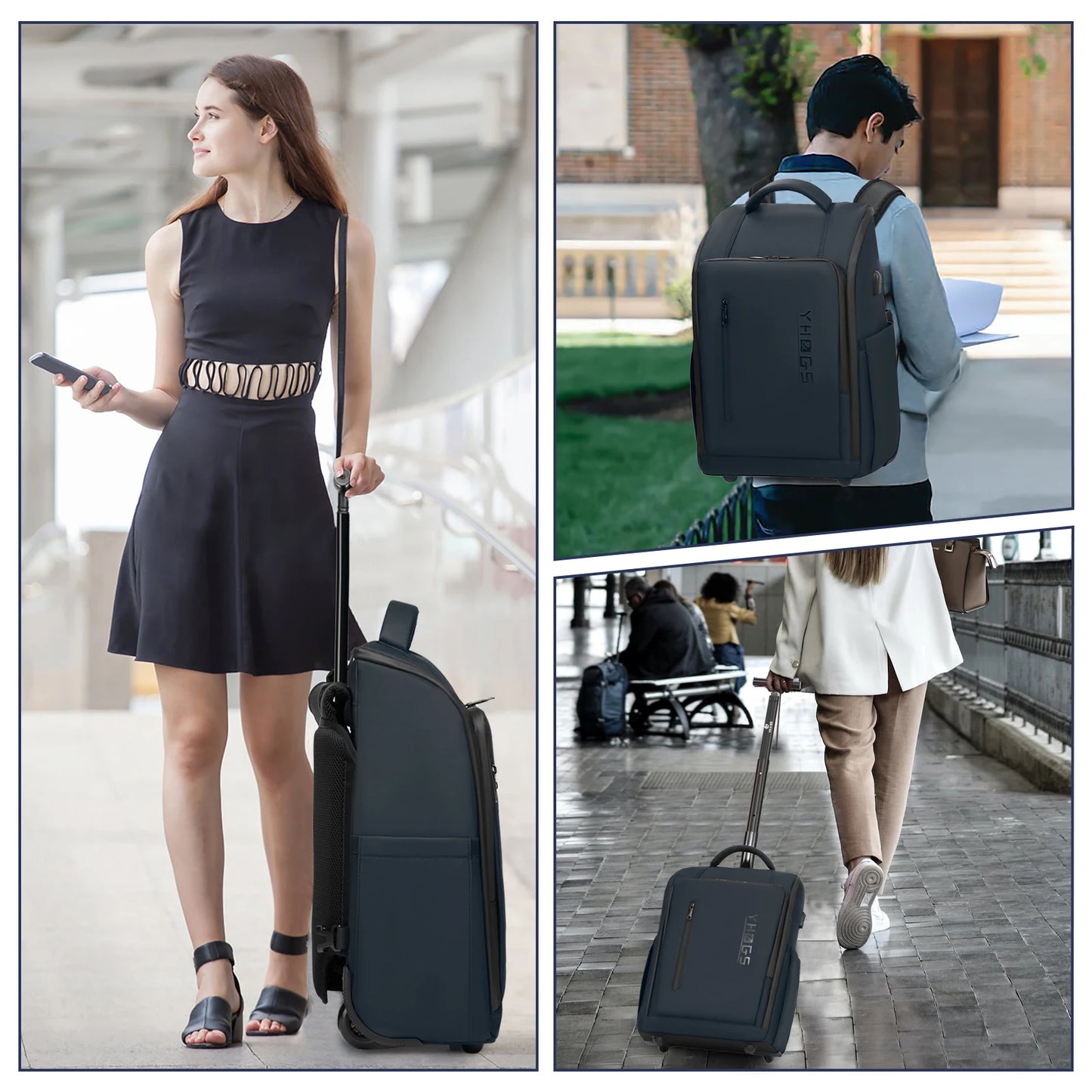 Sac à Dos Business à Roulettes 18" Étanche avec Compartiment Ordinateur Portable