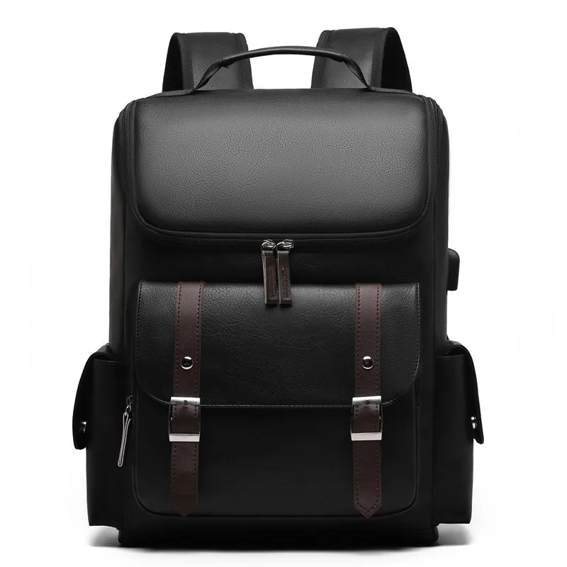 Sac à dos rétro en similicuir avec port USB