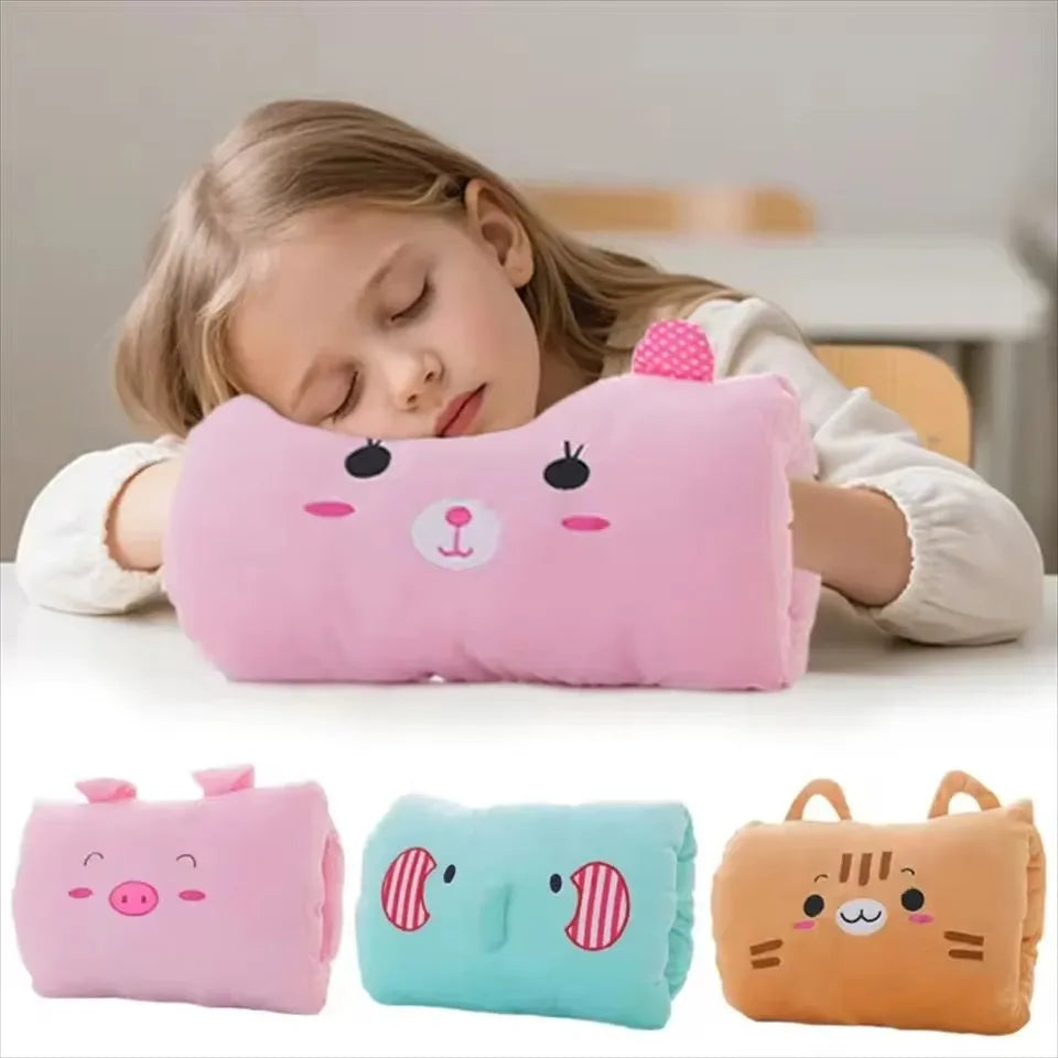 Coussin de voyage chauffe-mains en peluche dessin animé confort