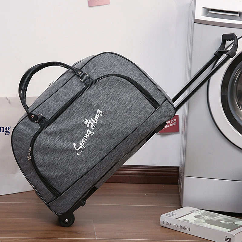 Sac de Voyage Trolley Imperméable à Roulettes en Denim