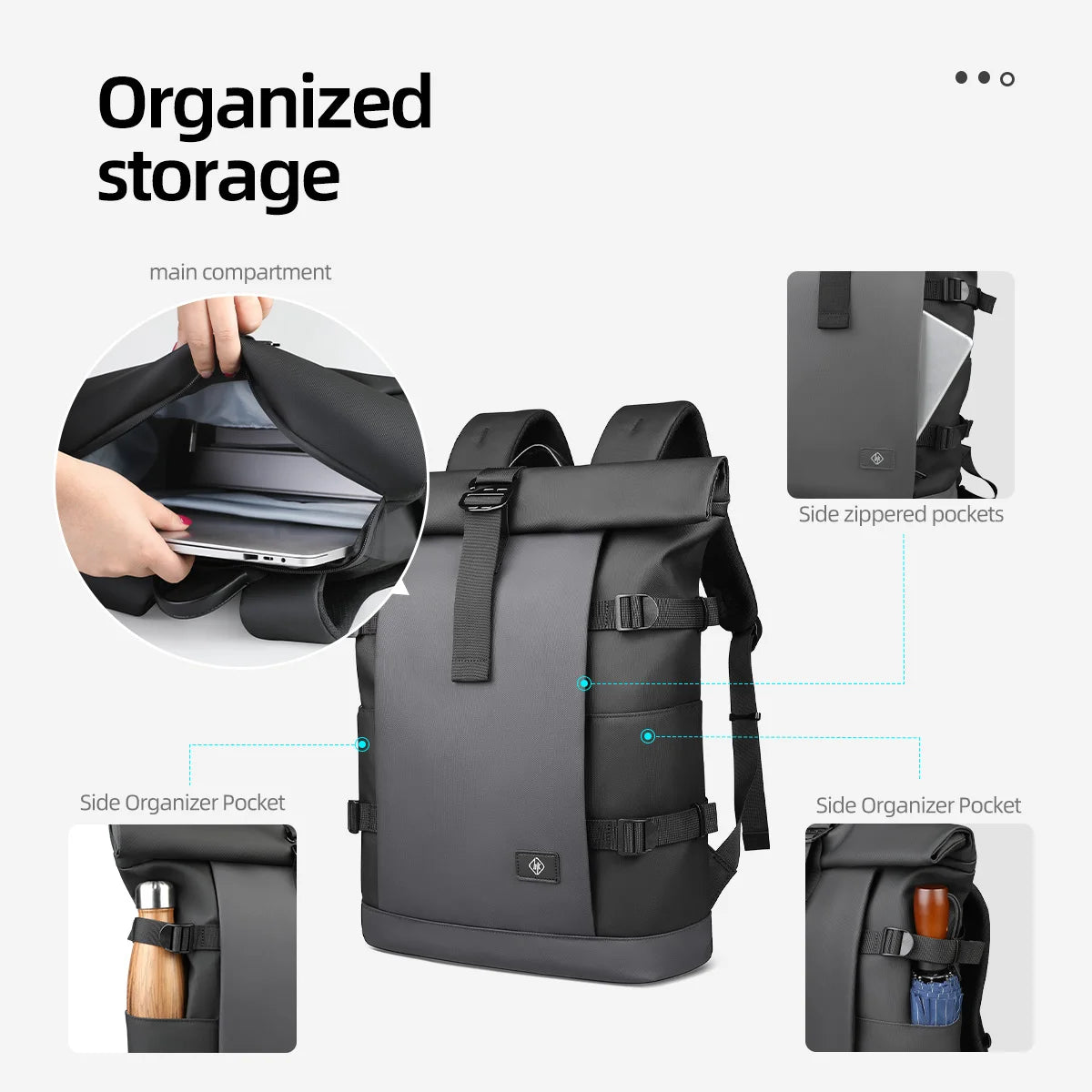 Sac à Dos Roll-Top Étanche HK 17” – Grande Capacité Polyvalente