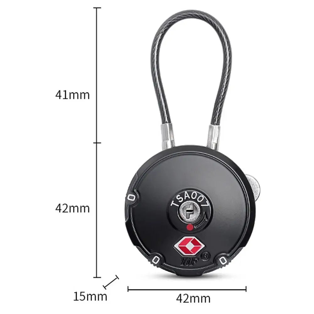 Cadenas TSA Rond 3 Chiffres avec Câble – Sécurité et Style Compact