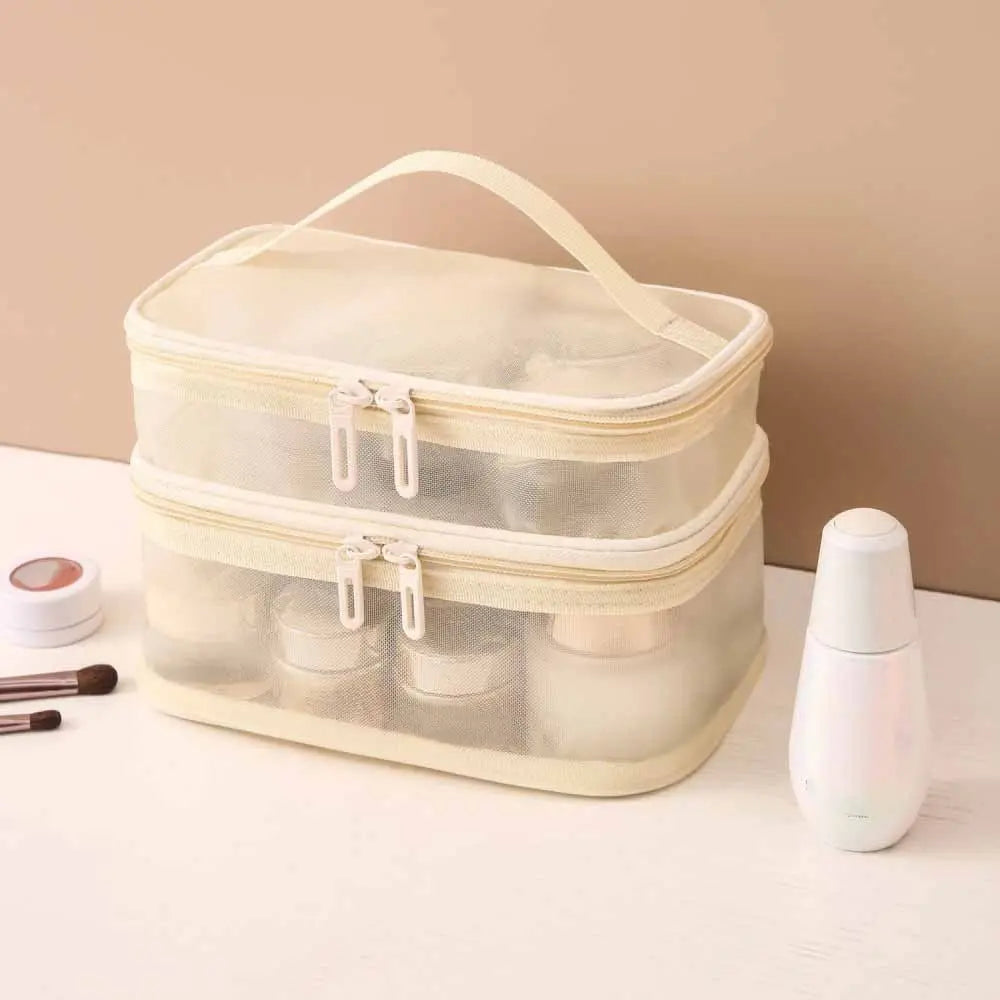 Sac de Voyage Transparent en Maille PVC – 1/2/3 Couches avec Fermeture Éclair
