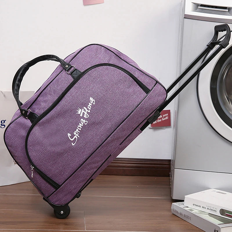 Sac de Voyage Trolley Imperméable à Roulettes en Denim