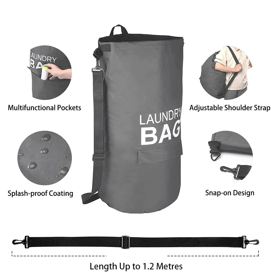 Sac à linge Oxford imperméable 71L avec bretelles réglables
