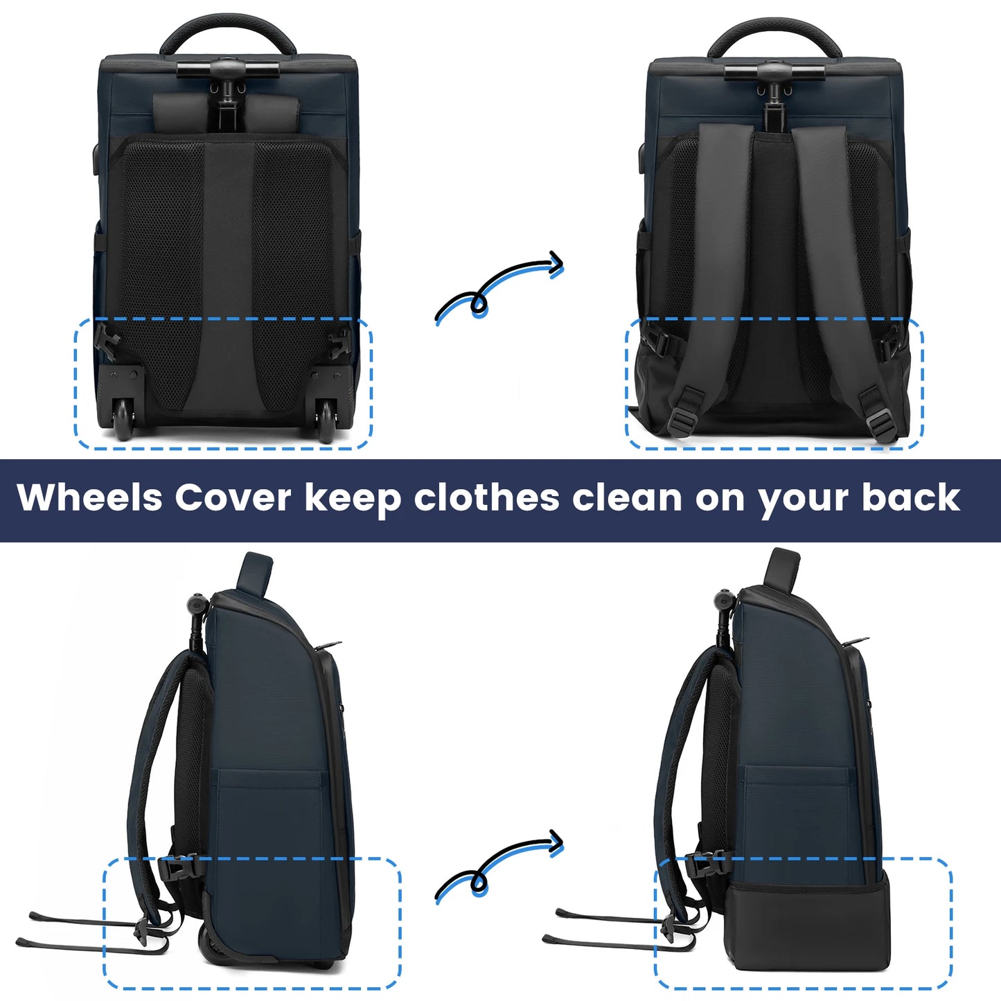 Sac à Dos Business à Roulettes 18" Étanche avec Compartiment Ordinateur Portable