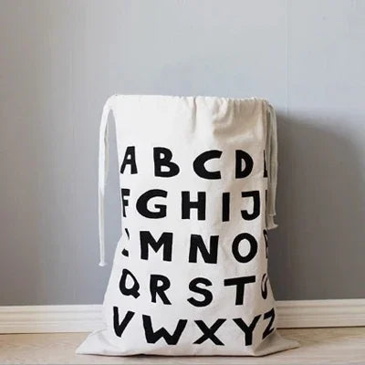 Sac à linge en coton et lin à cordon imprimé