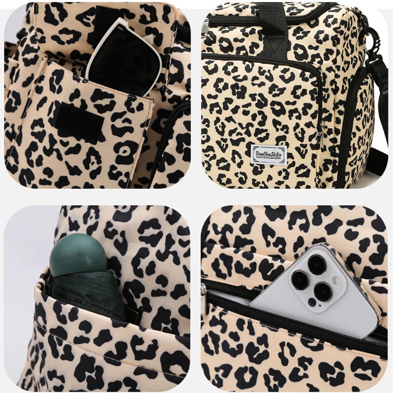 Sac Léopard Femme Grande Capacité Multipoches 28L
