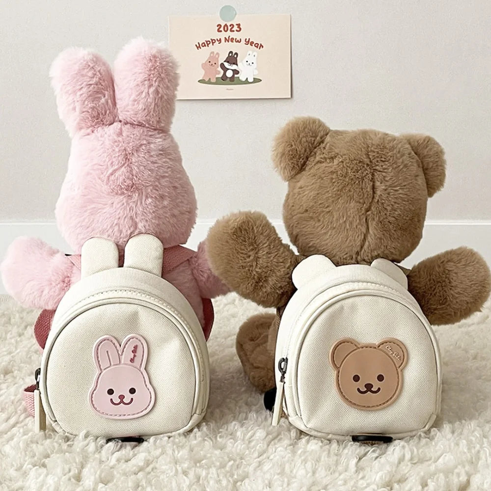 Sac à dos enfant en toile ours et lapin anti perte