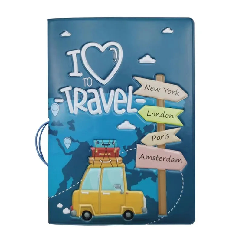 Porte-Passeport Coloré en PVC Motifs Voyage