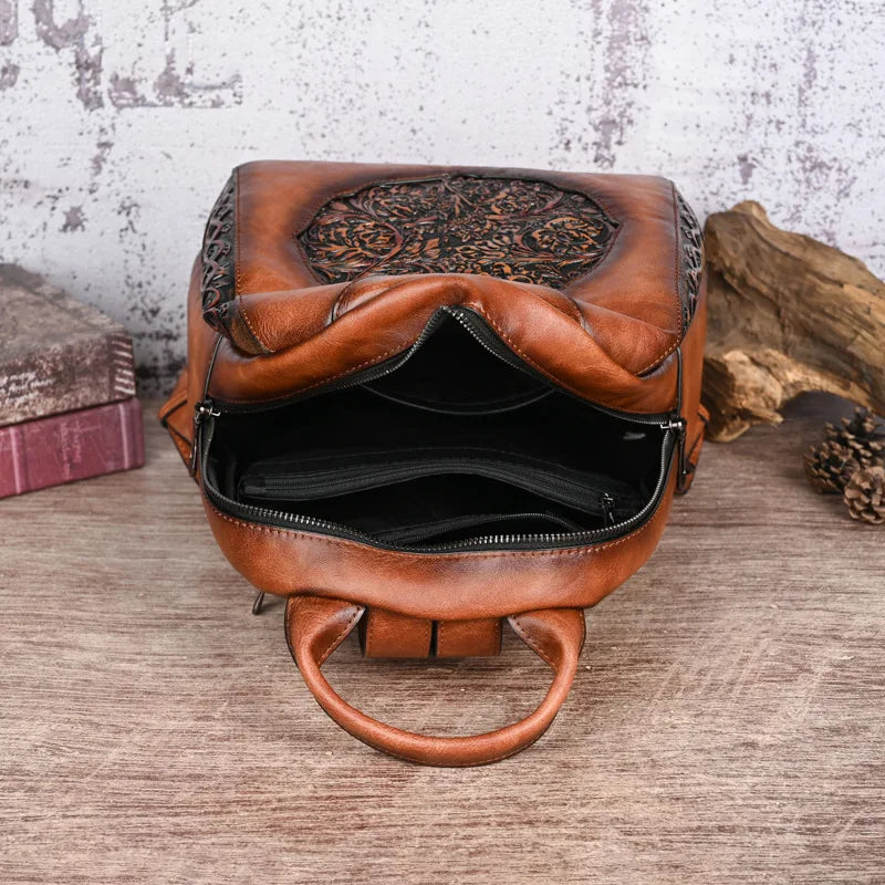 Sac à dos vintage en cuir PU embossé