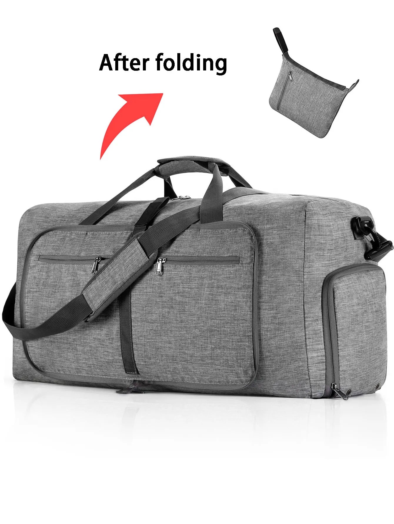Sac de voyage pliable 65L en polyester avec compartiment chaussures