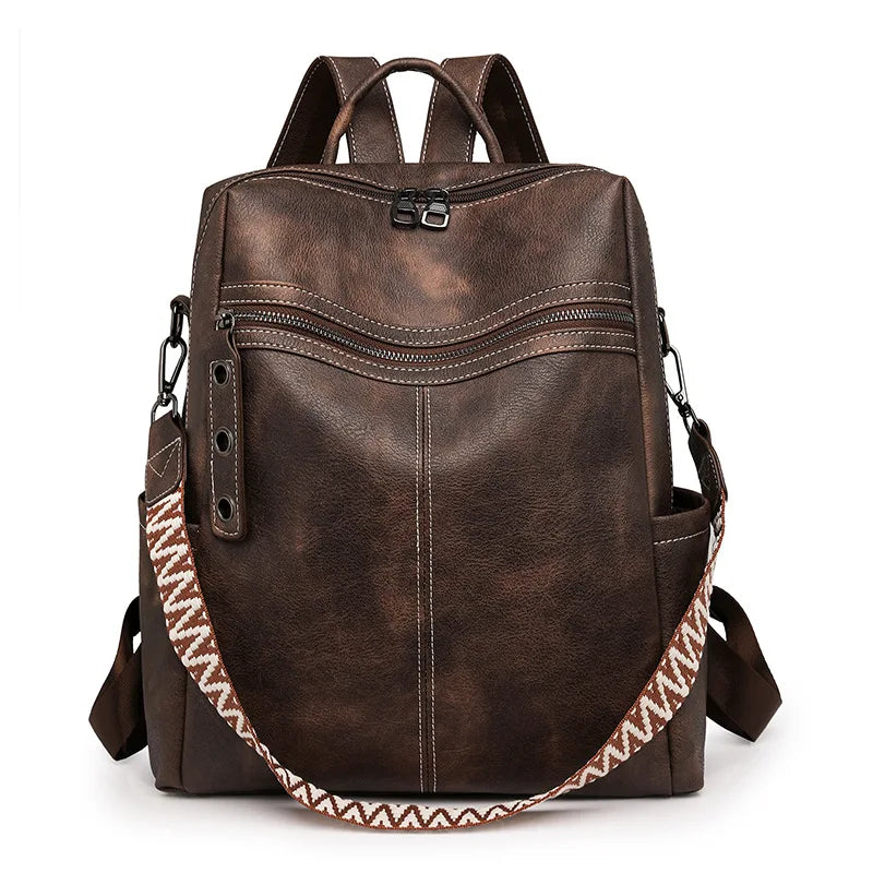 Sac à dos de voyage rétro en cuir PU imperméable