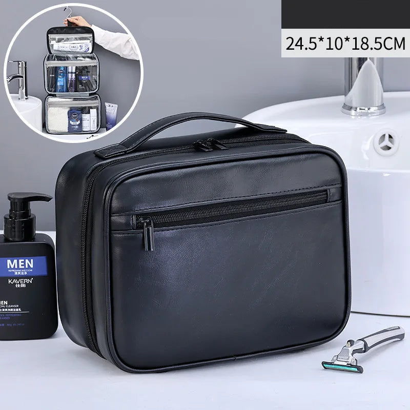 Trousse de toilette suspendue en cuir PU imperméable