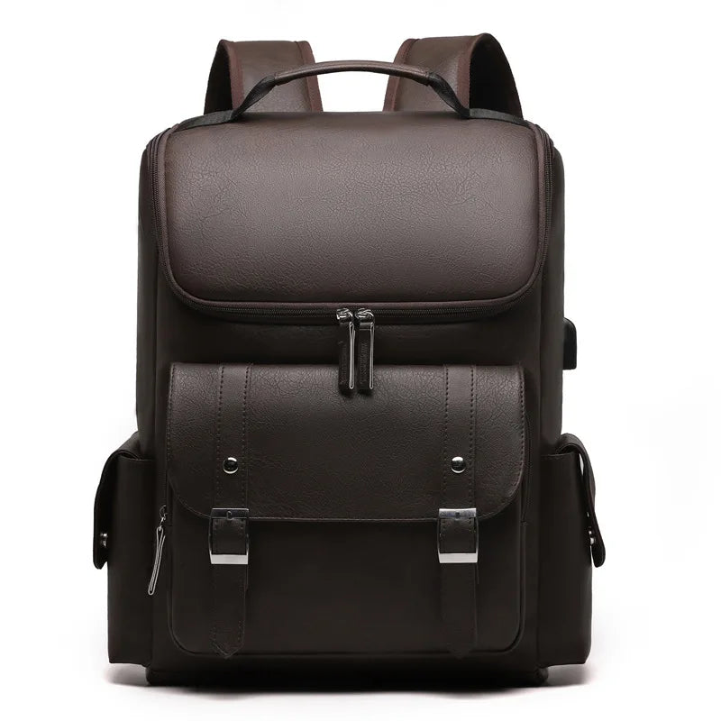 Sac à dos rétro en similicuir avec port USB