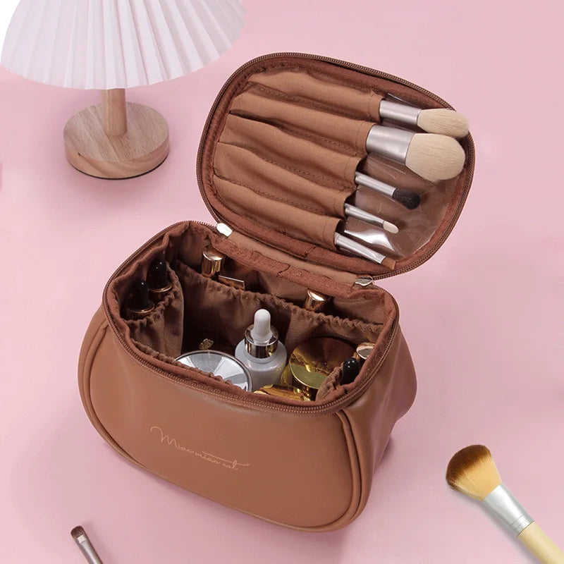 Sac de Maquillage PU Étanche Femme – Grande Capacité Voyage