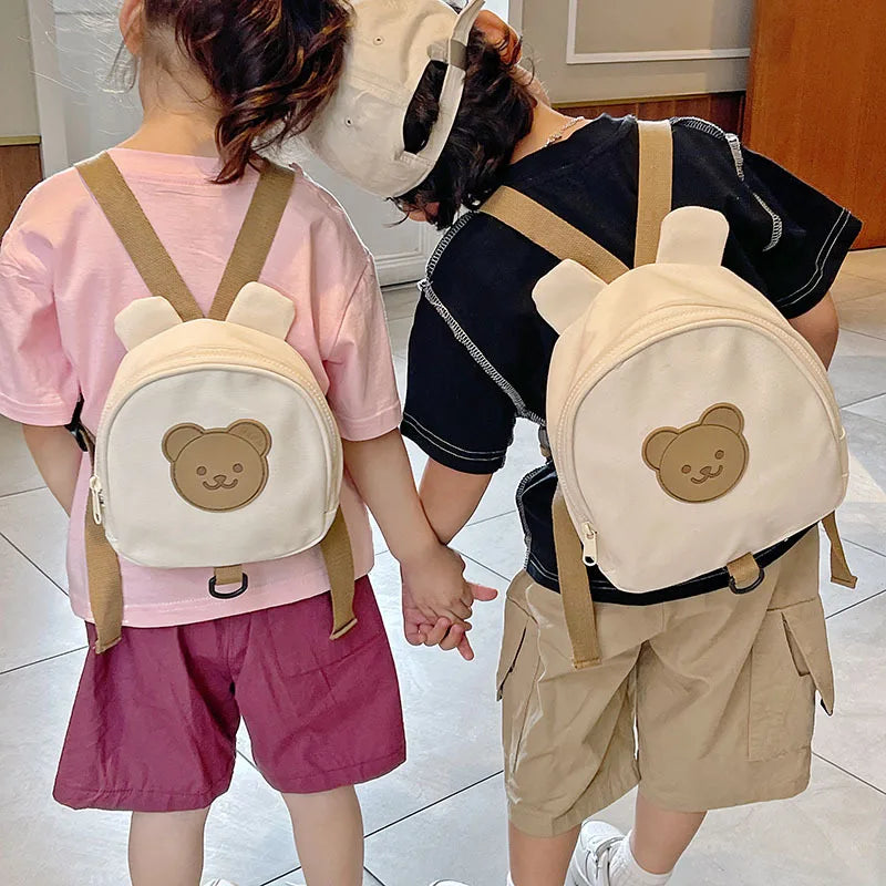 Sac à dos enfant en toile ours et lapin anti perte