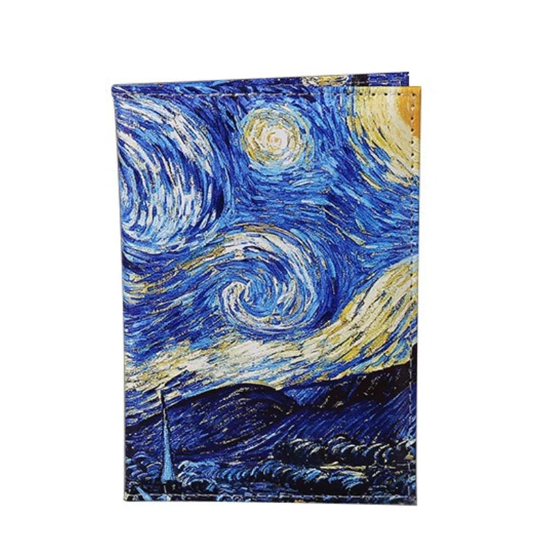 Porte-Passeport en Cuir PU Léger Motif Art