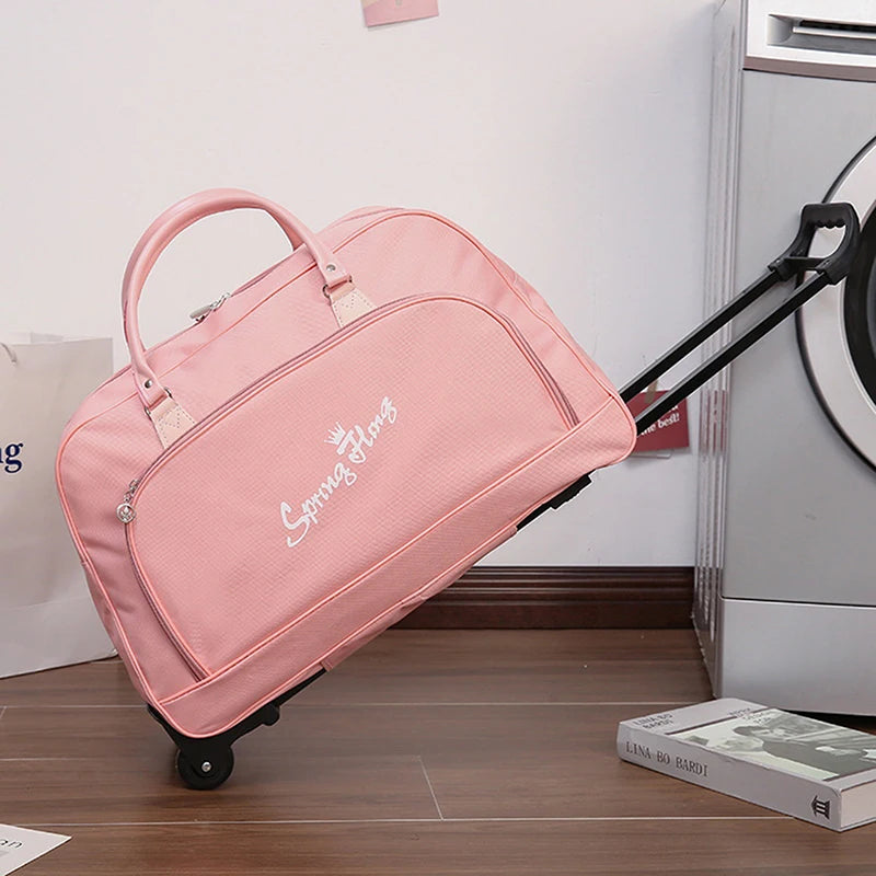 Sac de Voyage Trolley Imperméable à Roulettes en Denim
