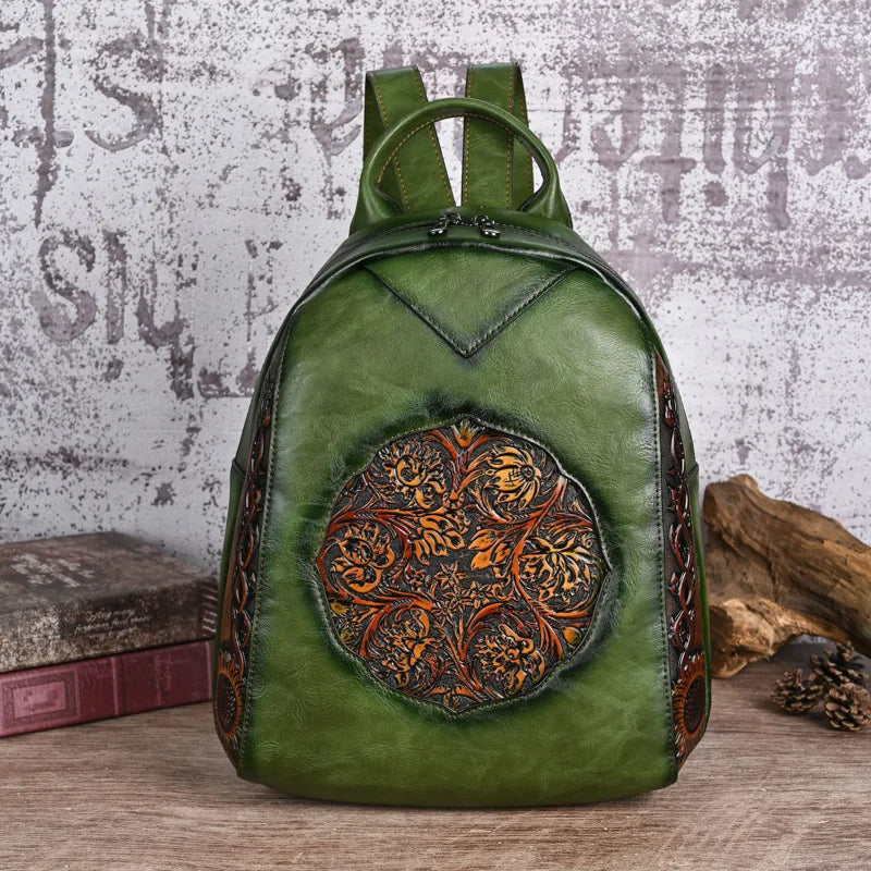 Sac à dos vintage en cuir PU embossé