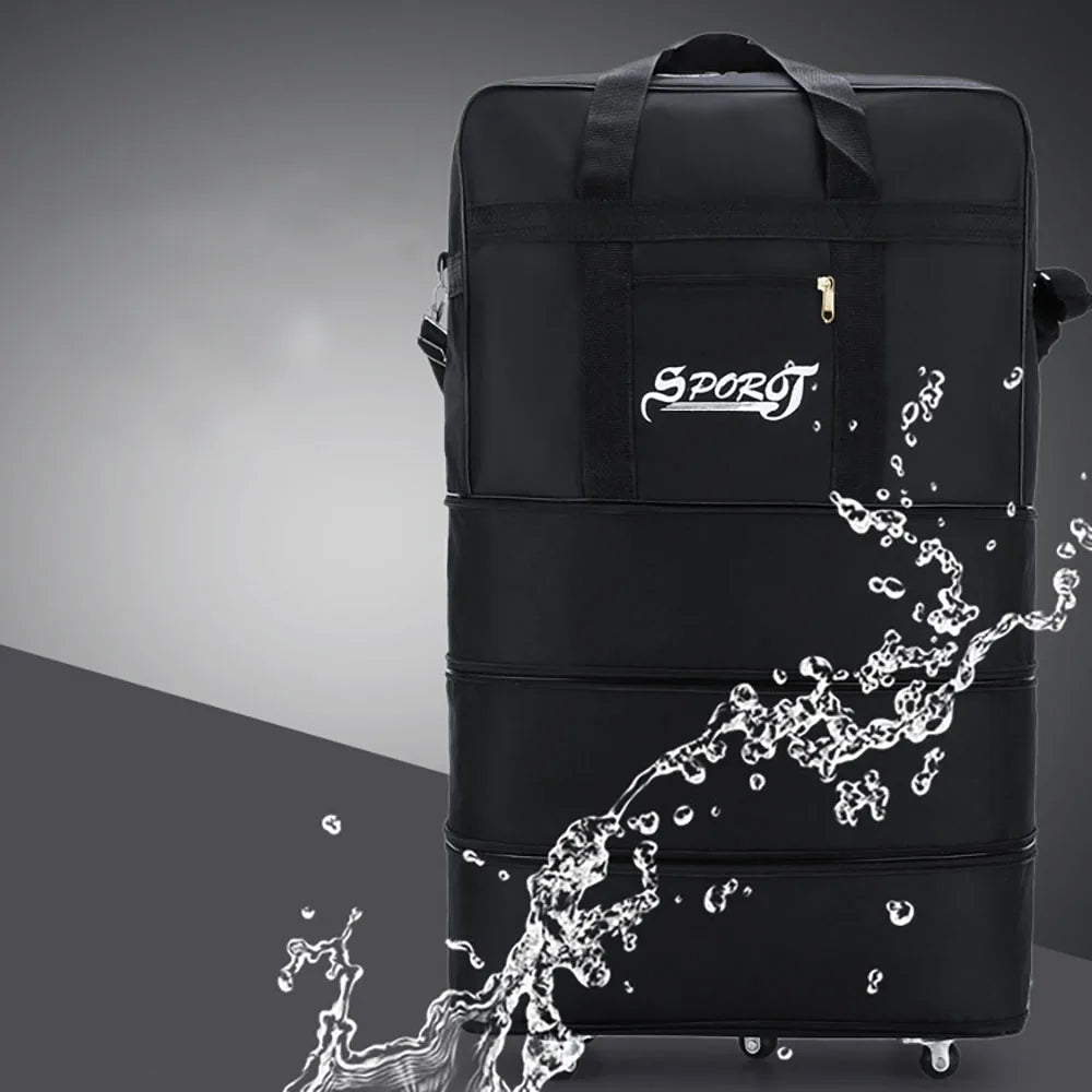 Sac de Voyage Trolley Noir Extensible à Roulettes – Grande Valise Polyvalente