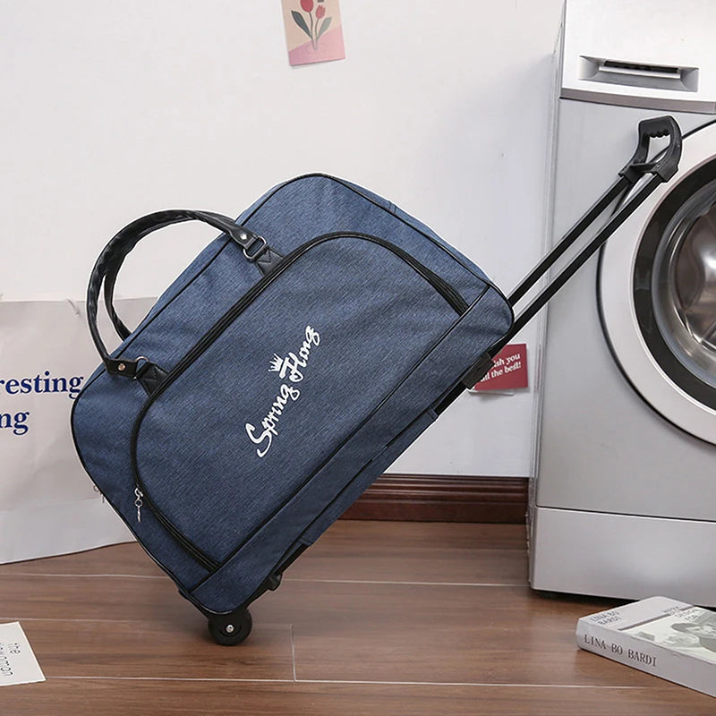 Sac de Voyage Trolley Imperméable à Roulettes en Denim
