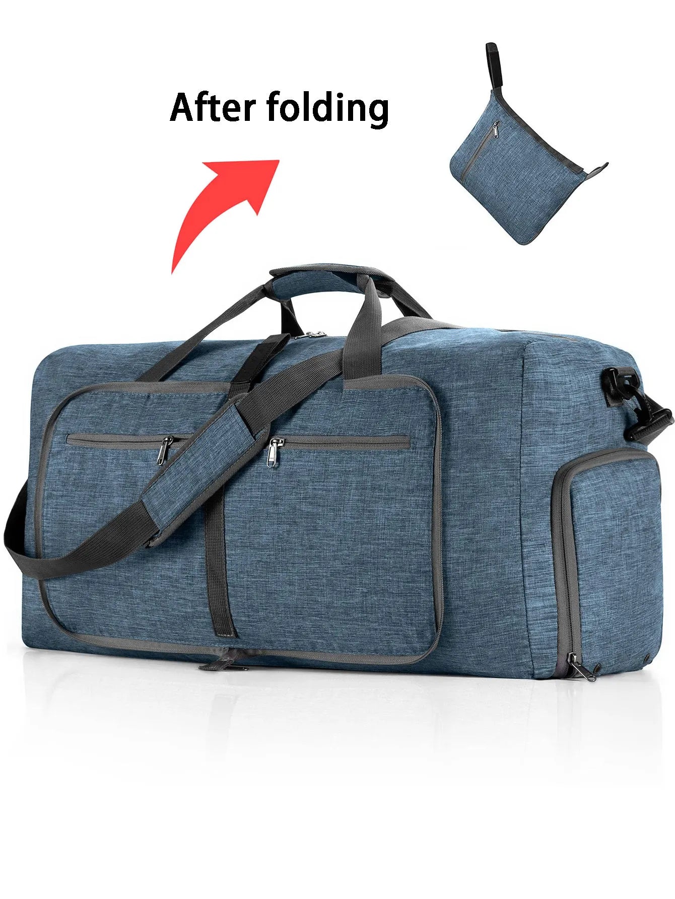 Sac de voyage pliable 65L en polyester avec compartiment chaussures