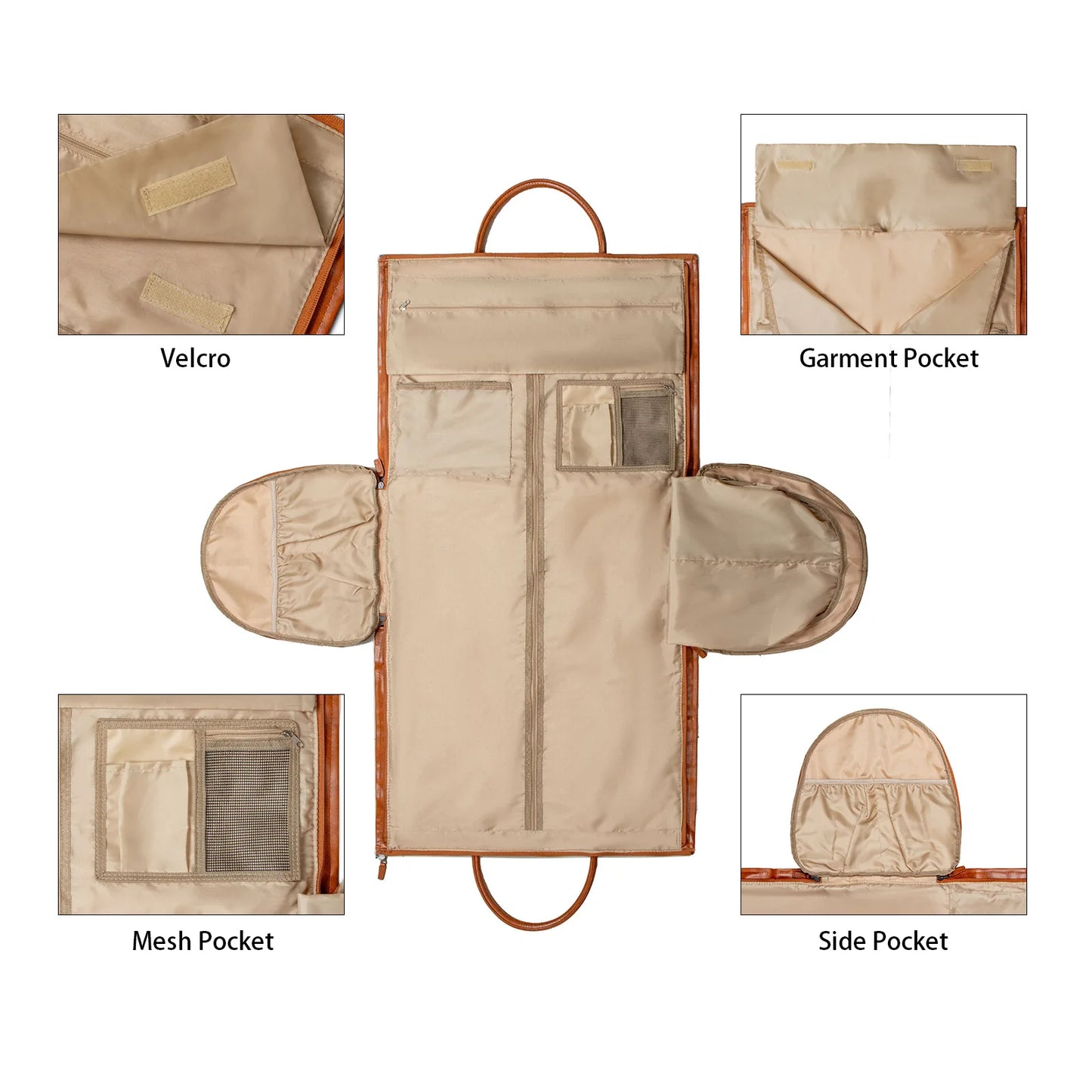 Sac de voyage pliable en cuir PU avec rangement costume