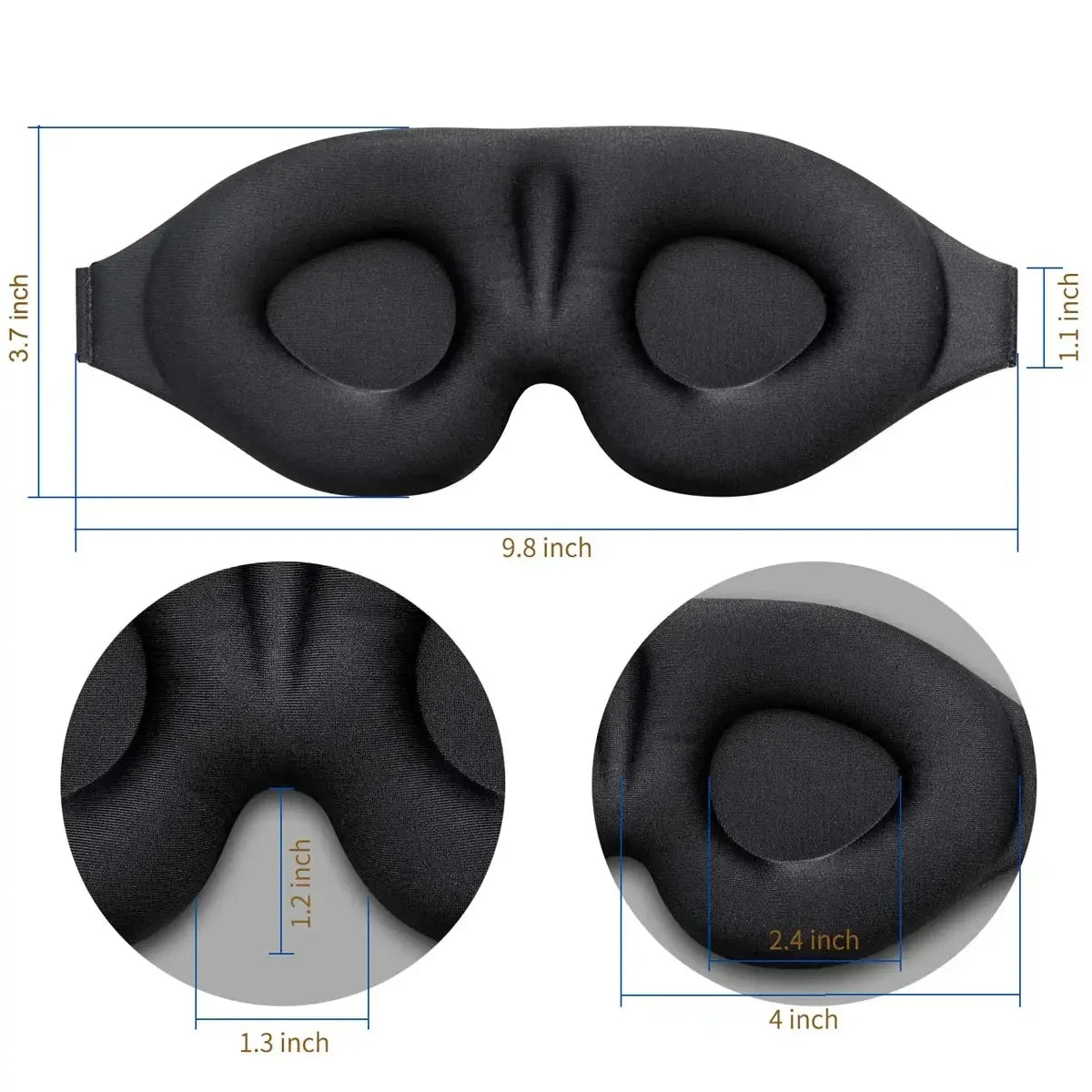 Masque de sommeil 3D ergonomique avec coussinets contourés
