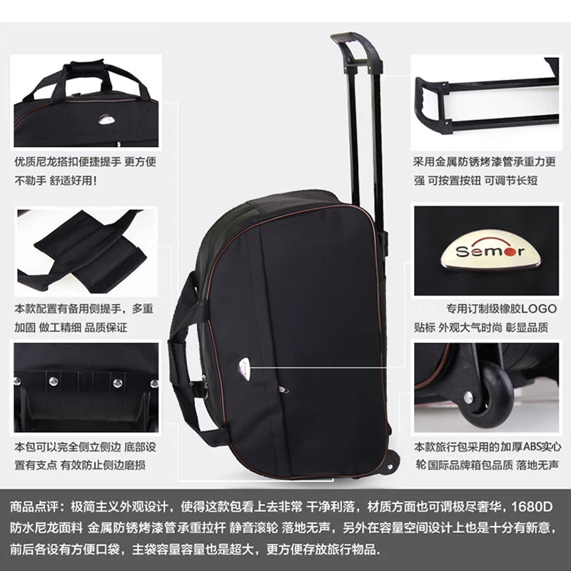 Valise Trolley 52 cm à roulettes – Sac de voyage unisexe